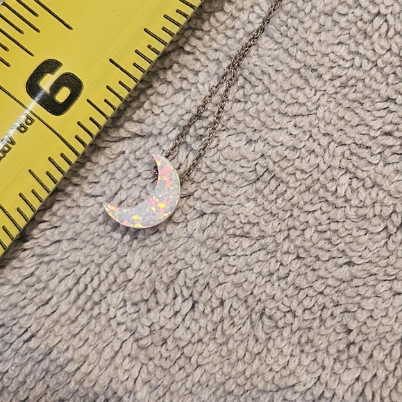 925 STERLING SILVER CHAIN WITH A MOON FIRE OPAL AND TURQUOISE BEADS AT THE CLASP - Picture 3 of 5